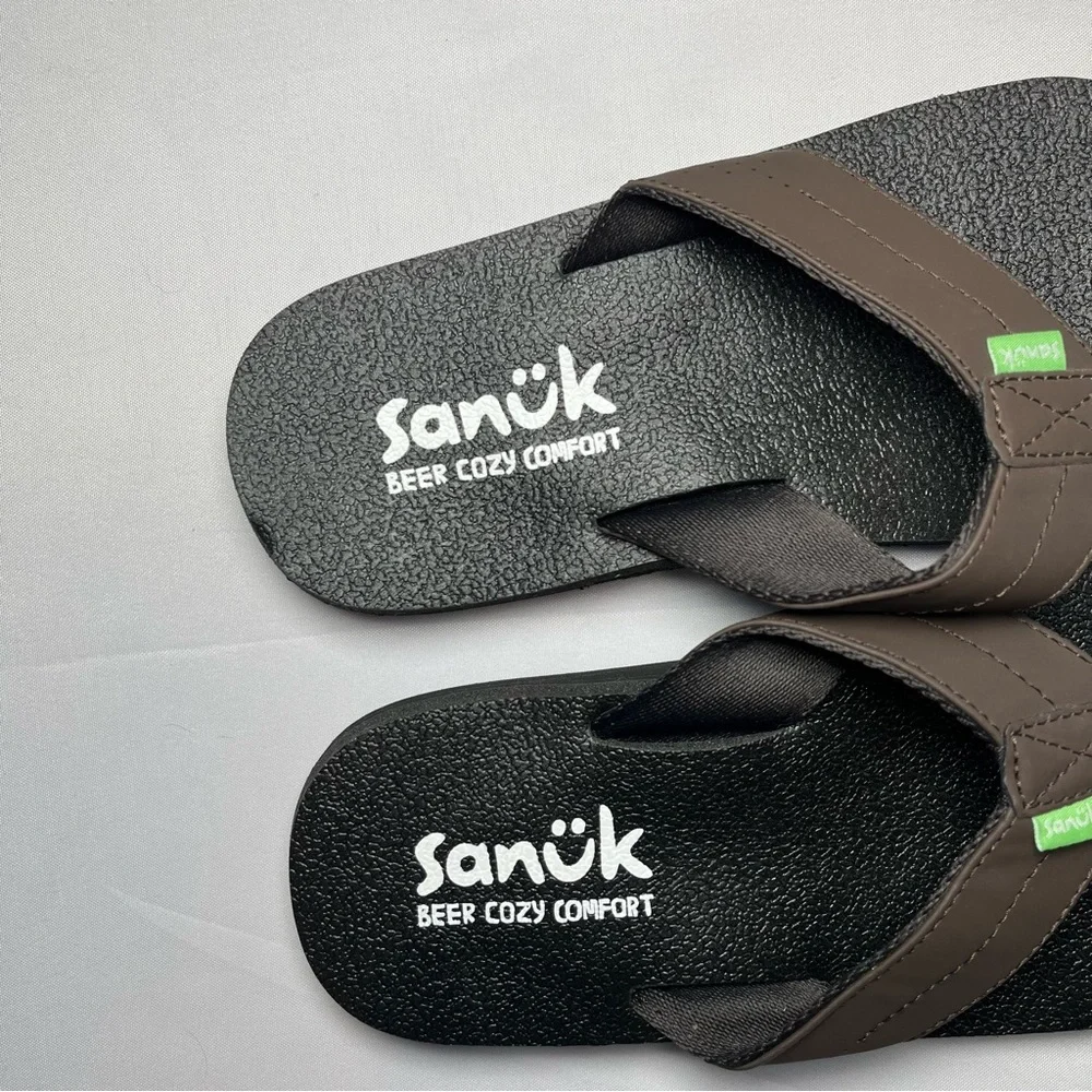 Sanuk Beer Cozy Coaster Flip Flops Mens Size 7 New